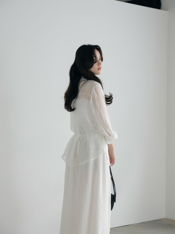 フロントツイストストライプシャツ&スカートSET UP