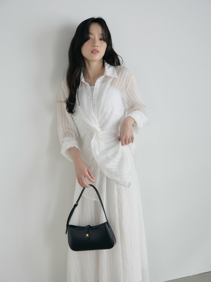 フロントツイストストライプシャツ&スカートSET UP