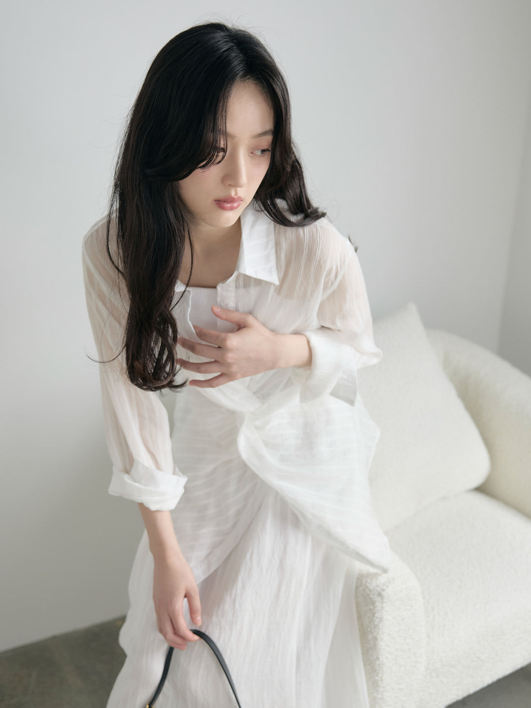 フロントツイストストライプシャツ&スカートSET UP