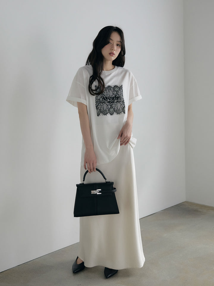 【cool touch】レースロゴ刺繍Tシャツ