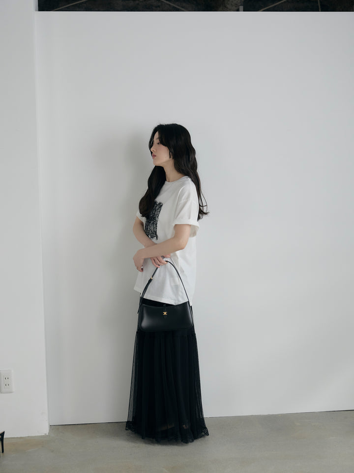 【cool touch】レースロゴ刺繍Tシャツ