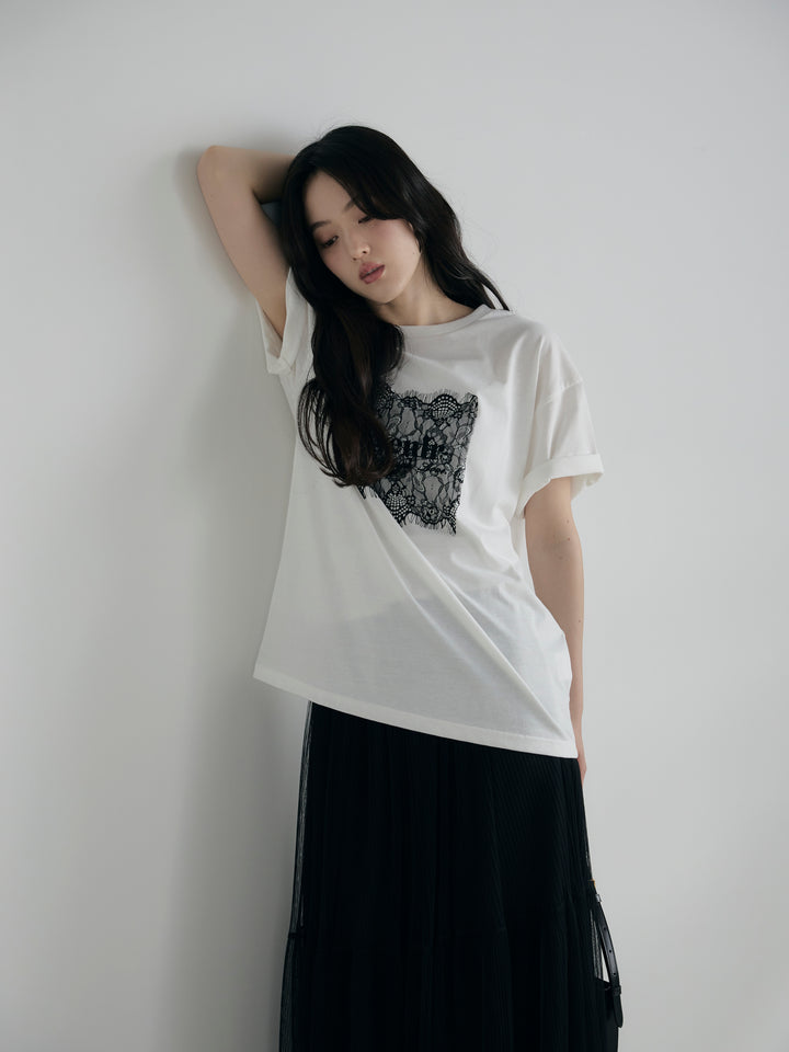 【cool touch】レースロゴ刺繍Tシャツ