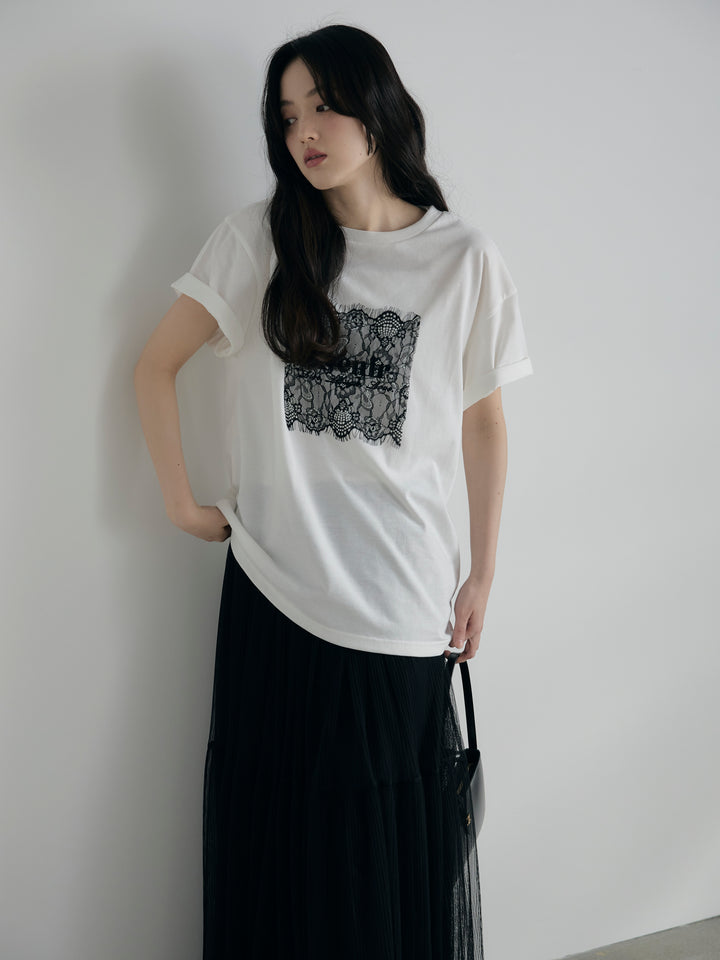 【cool touch】レースロゴ刺繍Tシャツ