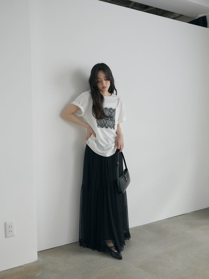 【cool touch】レースロゴ刺繍Tシャツ