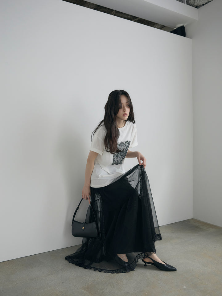 【cool touch】レースロゴ刺繍Tシャツ