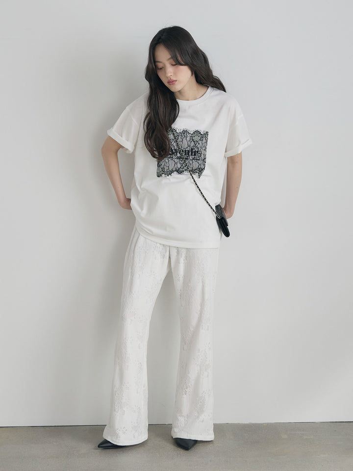 【cool touch】レースロゴ刺繍Tシャツ