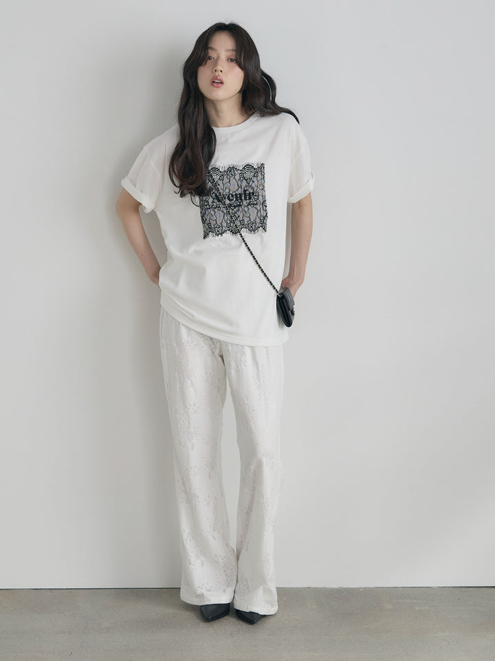 【cool touch】レースロゴ刺繍Tシャツ