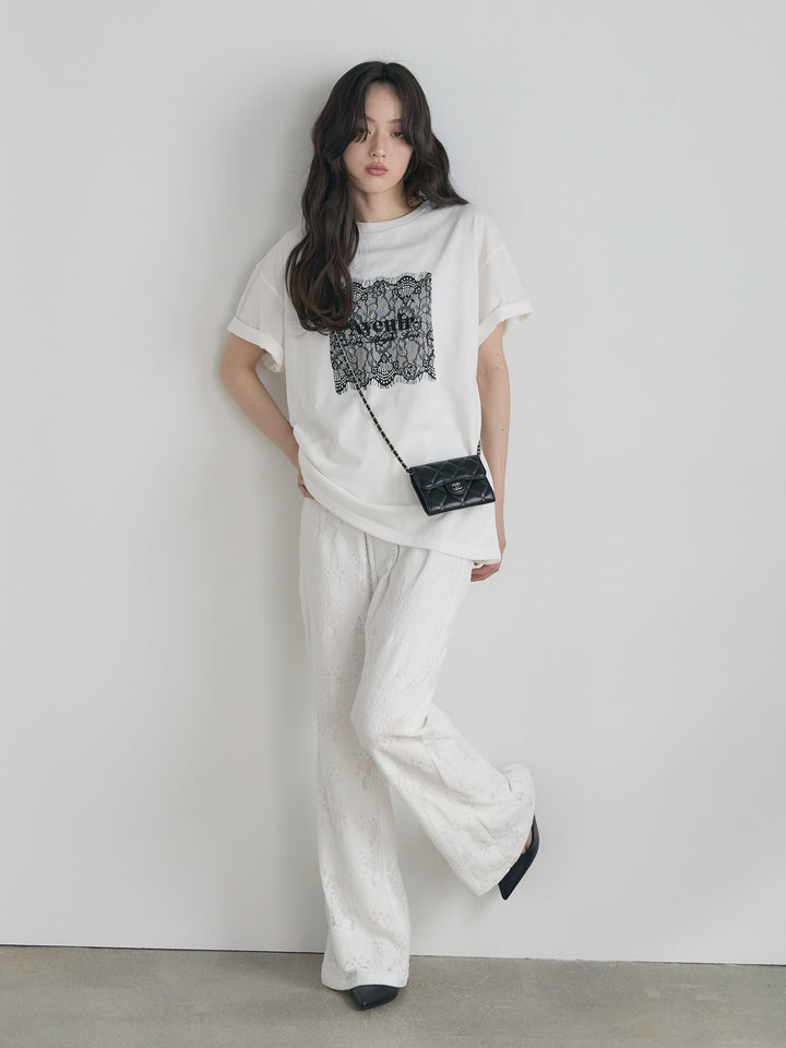 【cool touch】レースロゴ刺繍Tシャツ