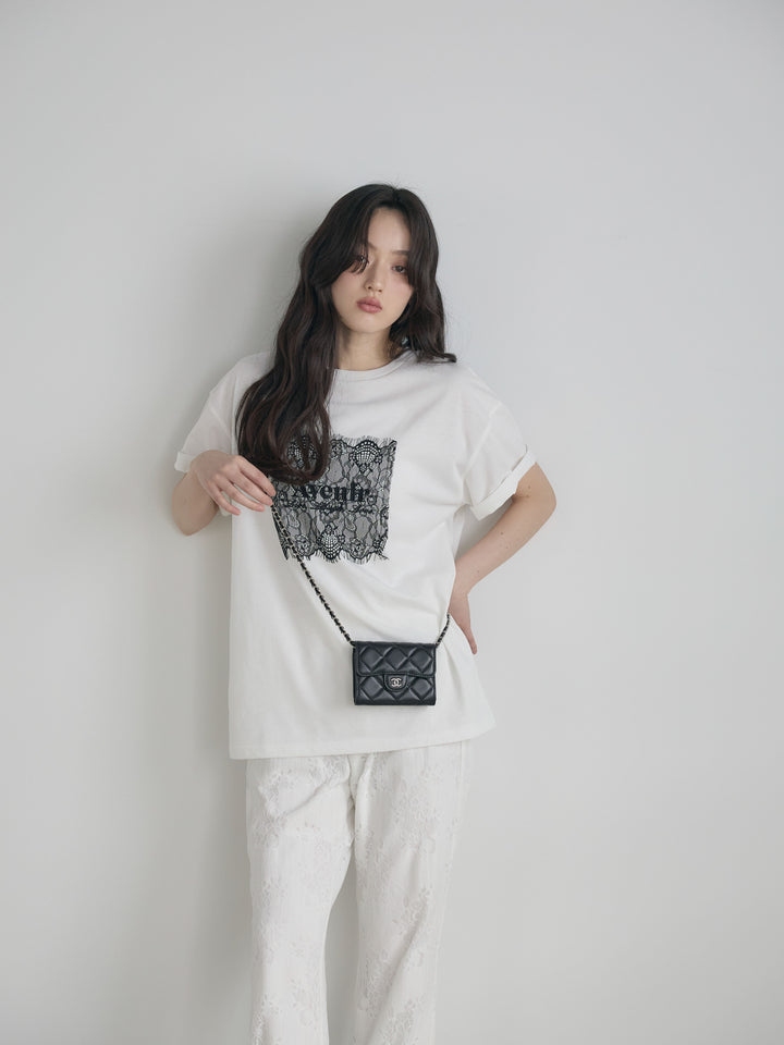 【cool touch】レースロゴ刺繍Tシャツ