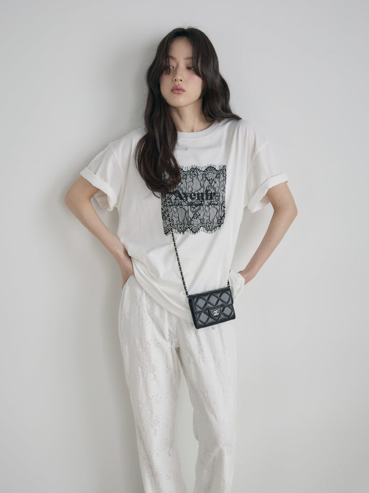 【cool touch】レースロゴ刺繍Tシャツ