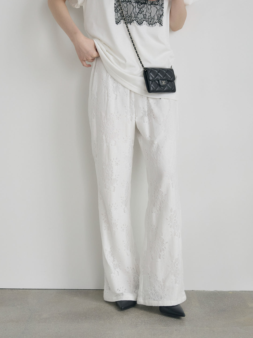 【Essential】Lace soft flare pants