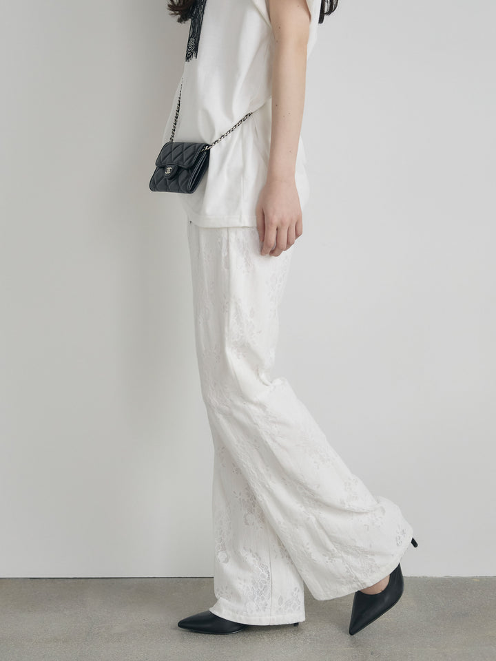 【Essential】Lace soft flare pants