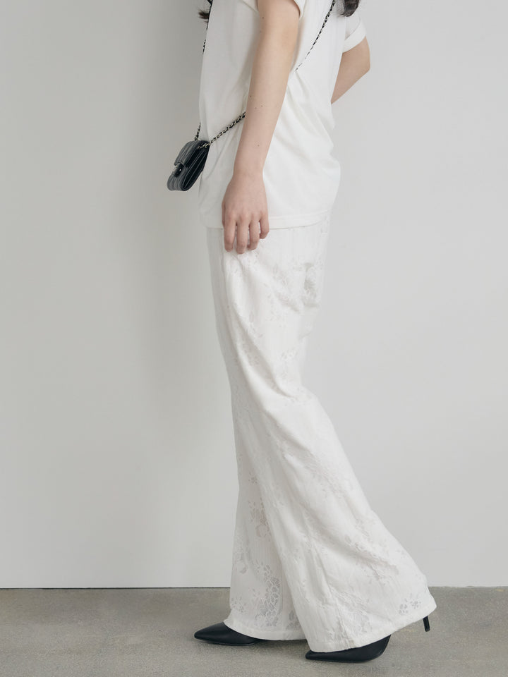 【Essential】Lace soft flare pants