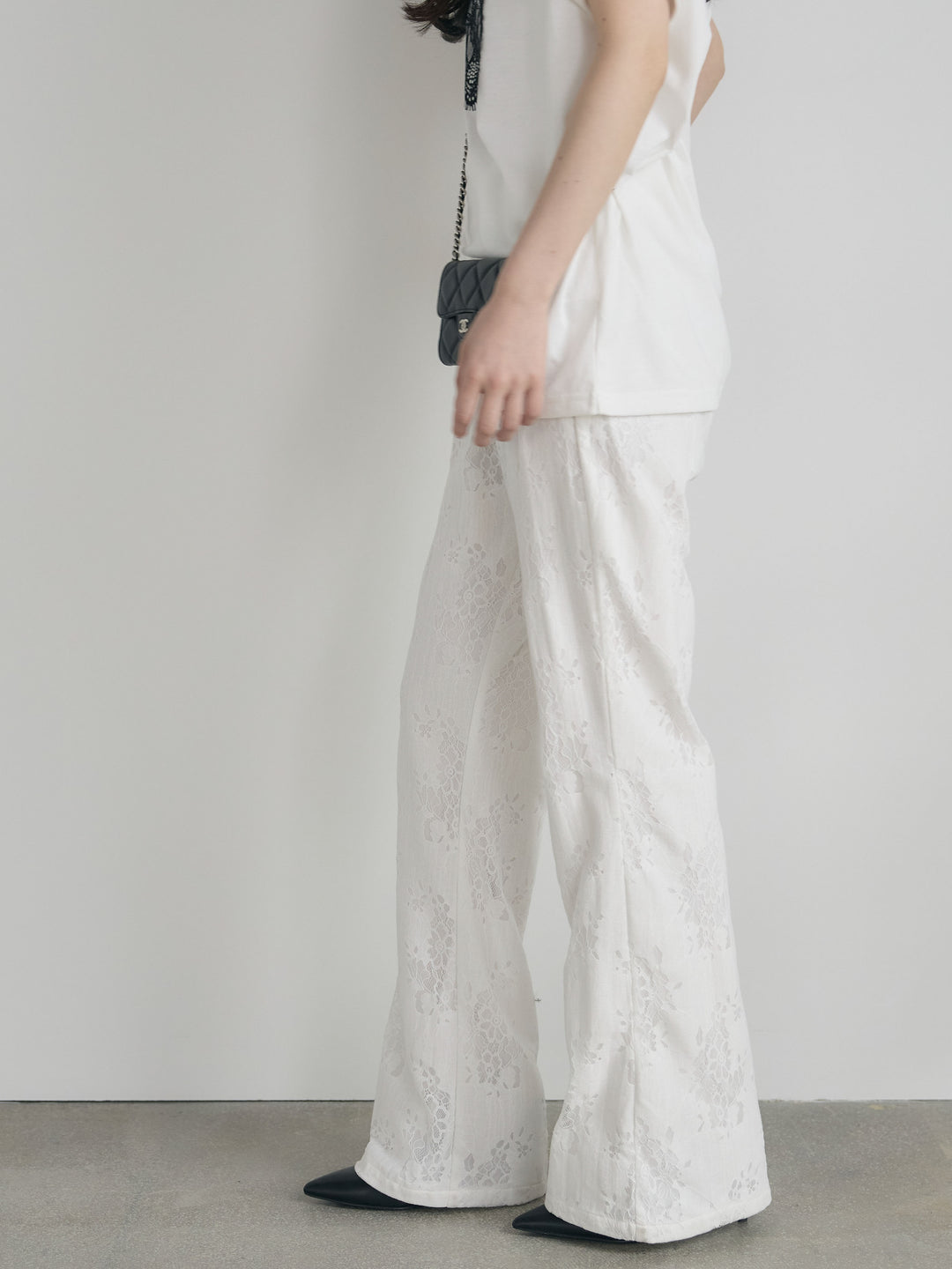 【Essential】Lace soft flare pants
