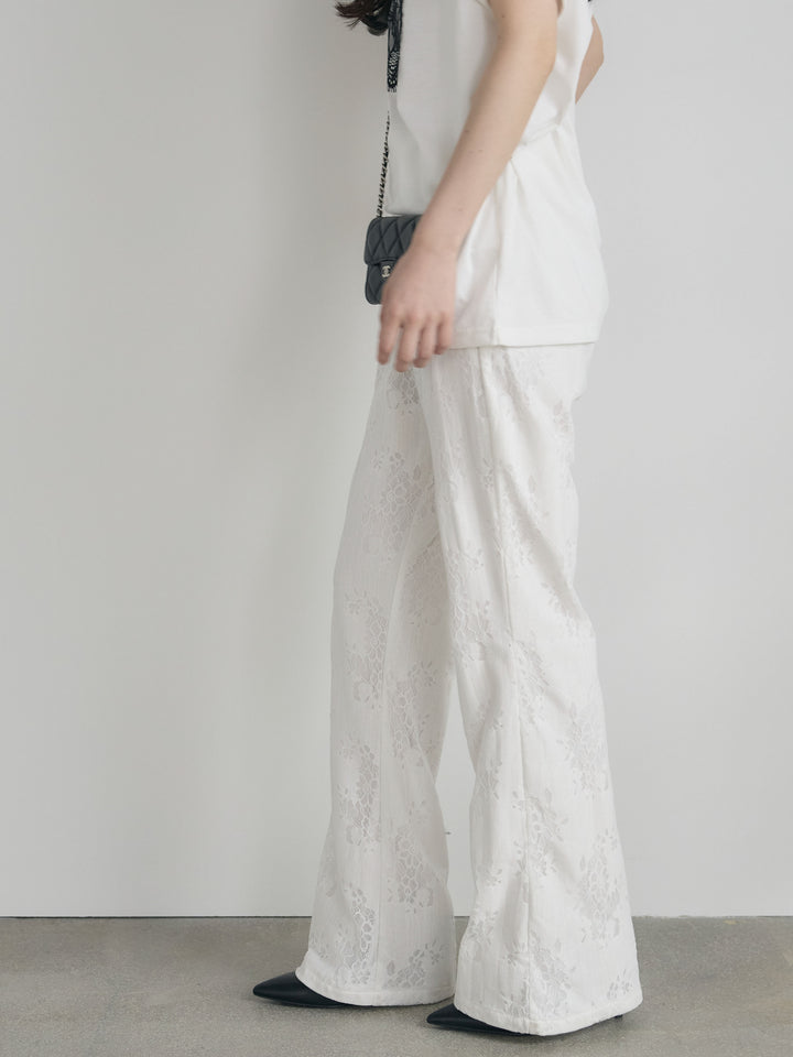【Essential】Lace soft flare pants