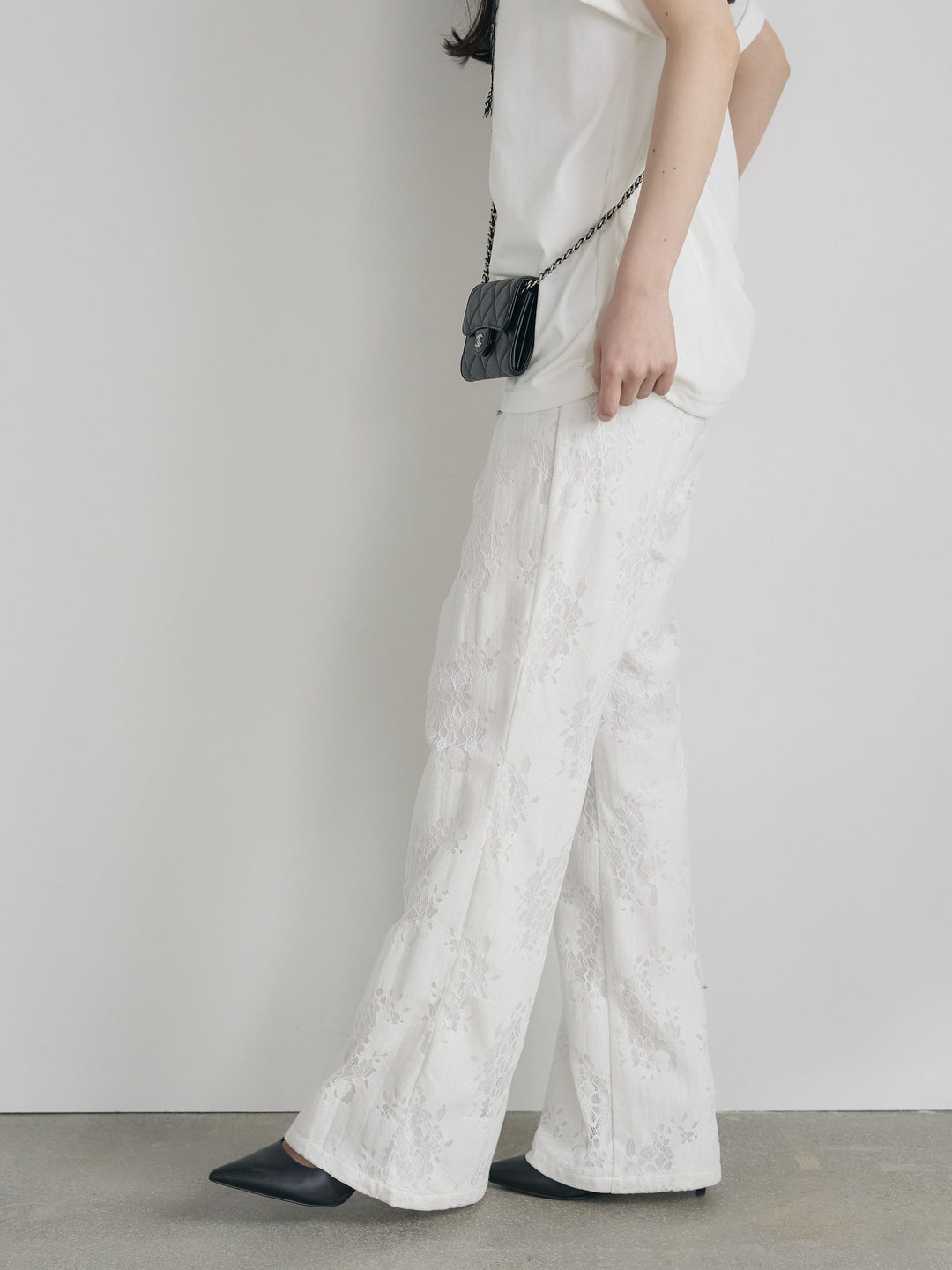 【Essential】Lace soft flare pants