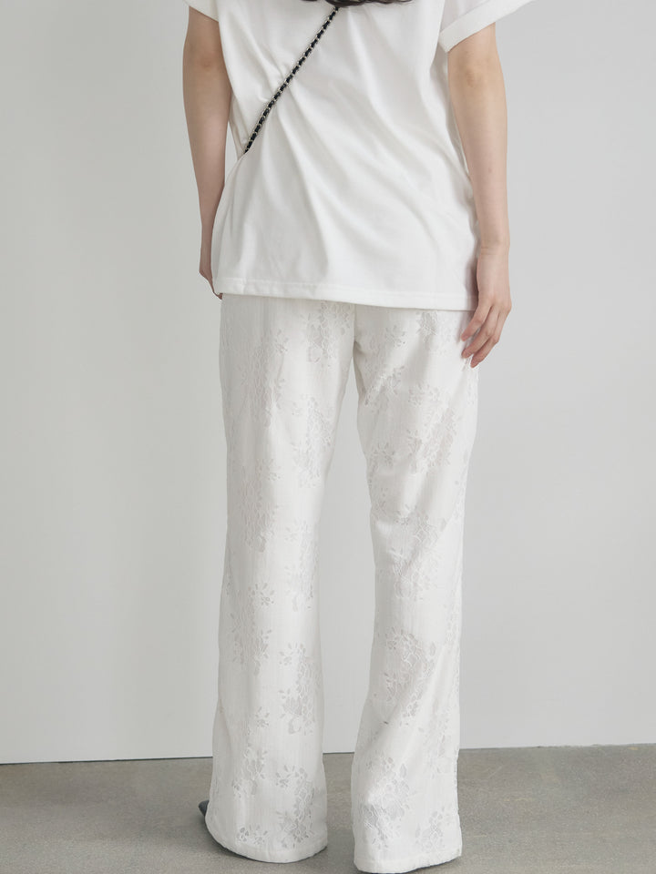 【Essential】Lace soft flare pants