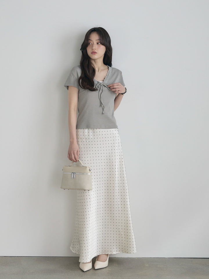 レーストリムフロントリボンカットソー