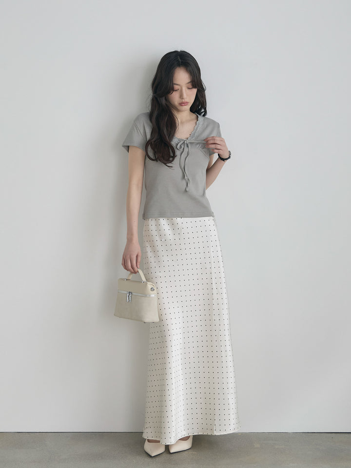 レーストリムフロントリボンカットソー