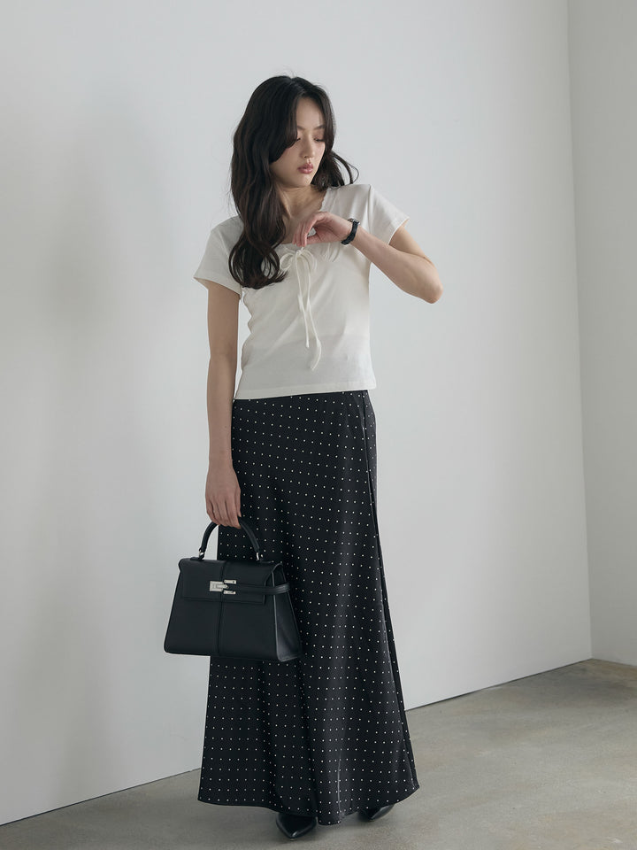 レーストリムフロントリボンカットソー