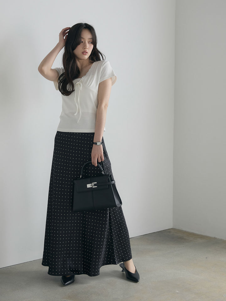 レーストリムフロントリボンカットソー