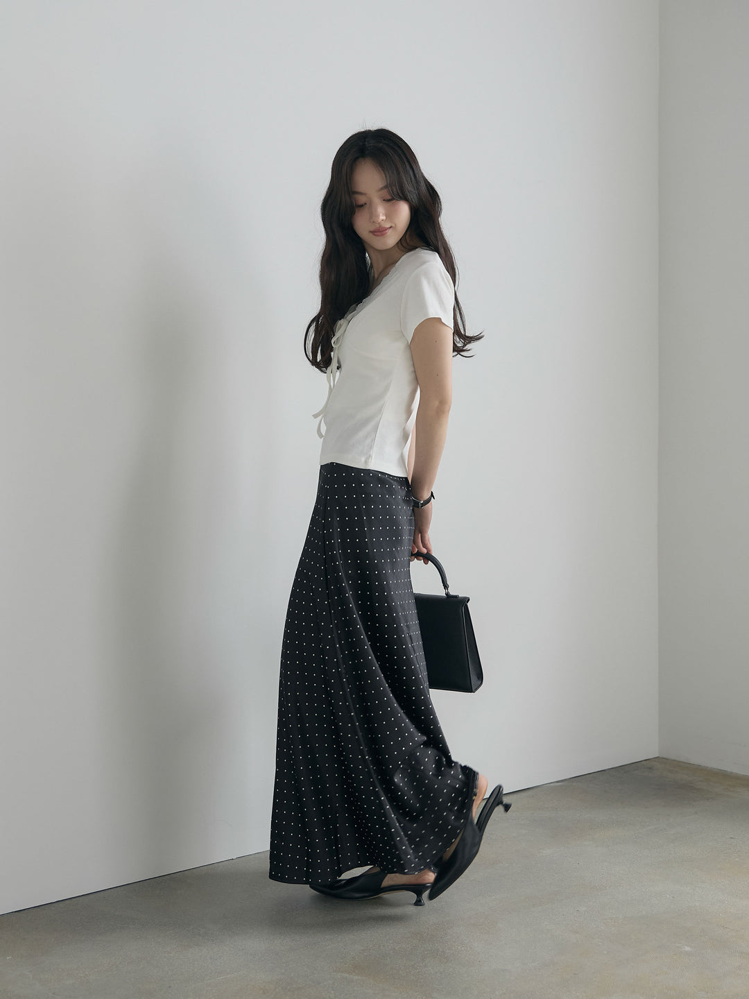 レーストリムフロントリボンカットソー