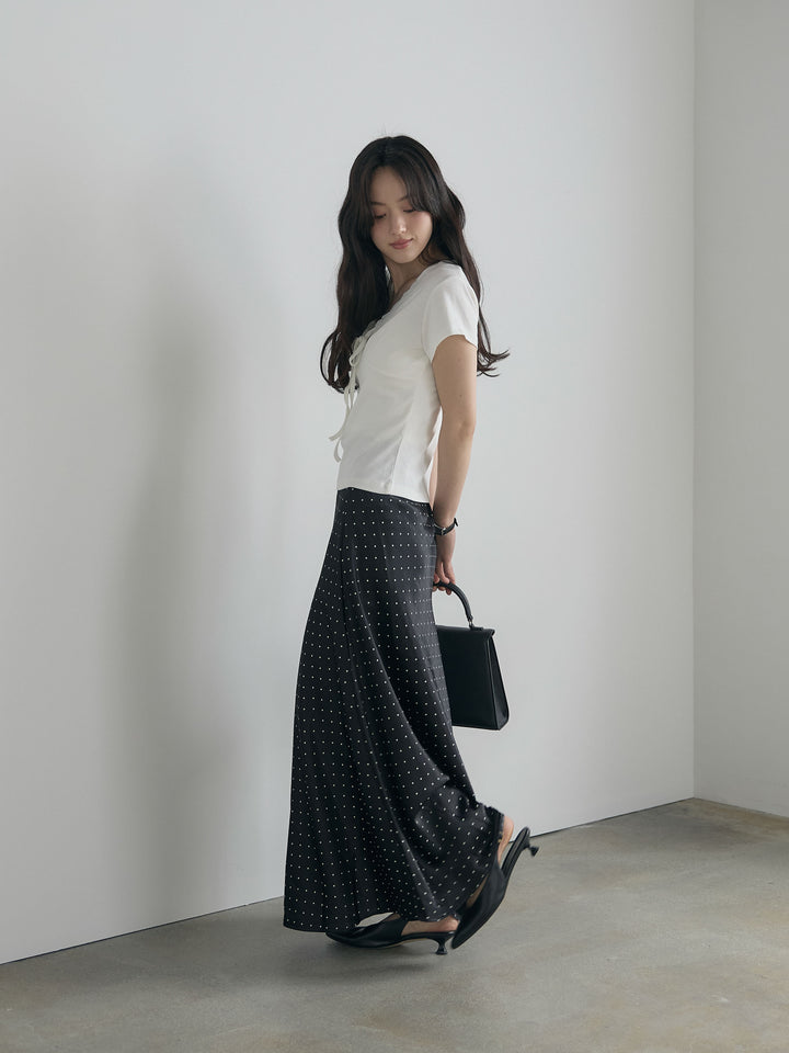 レーストリムフロントリボンカットソー