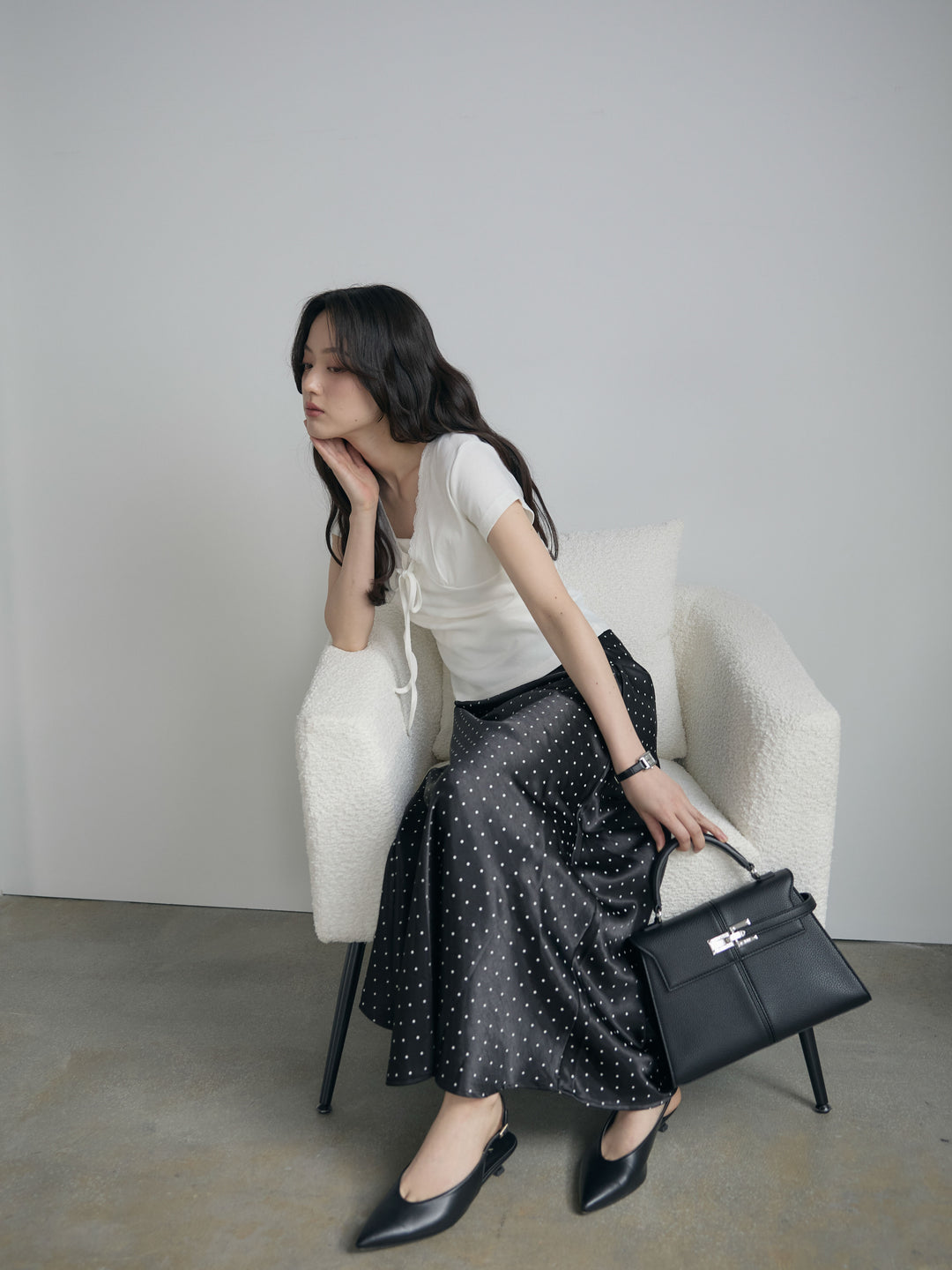 レーストリムフロントリボンカットソー