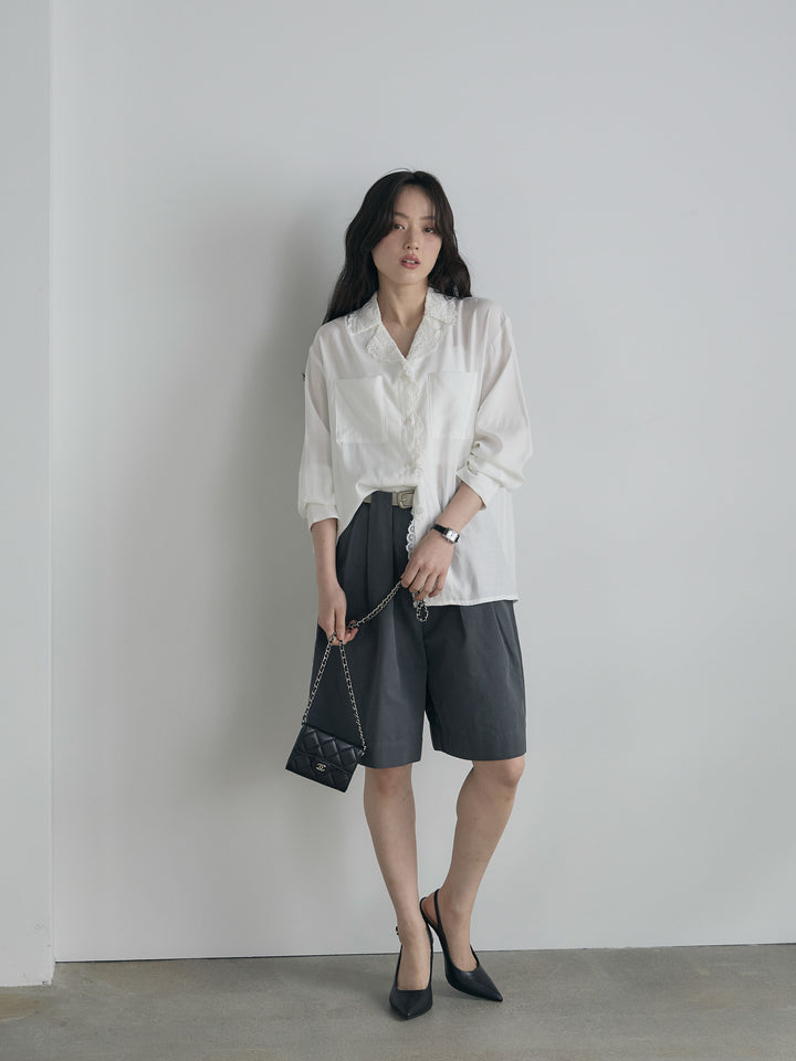 ベルトループコットンハーフパンツ(ベルト付き)