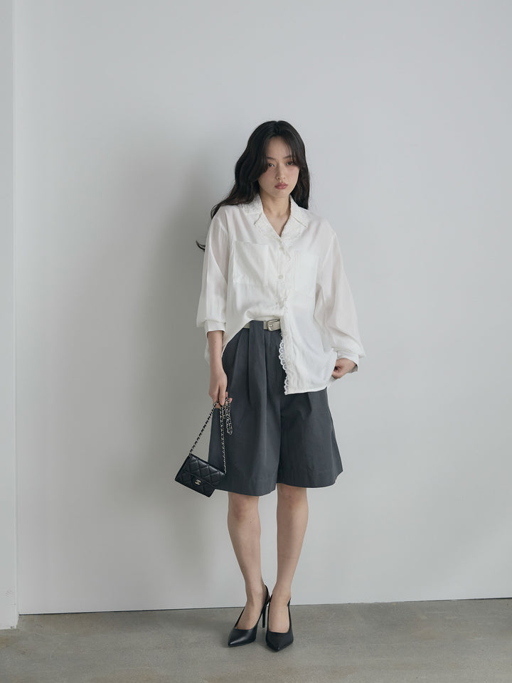 ベルトループコットンハーフパンツ(ベルト付き)