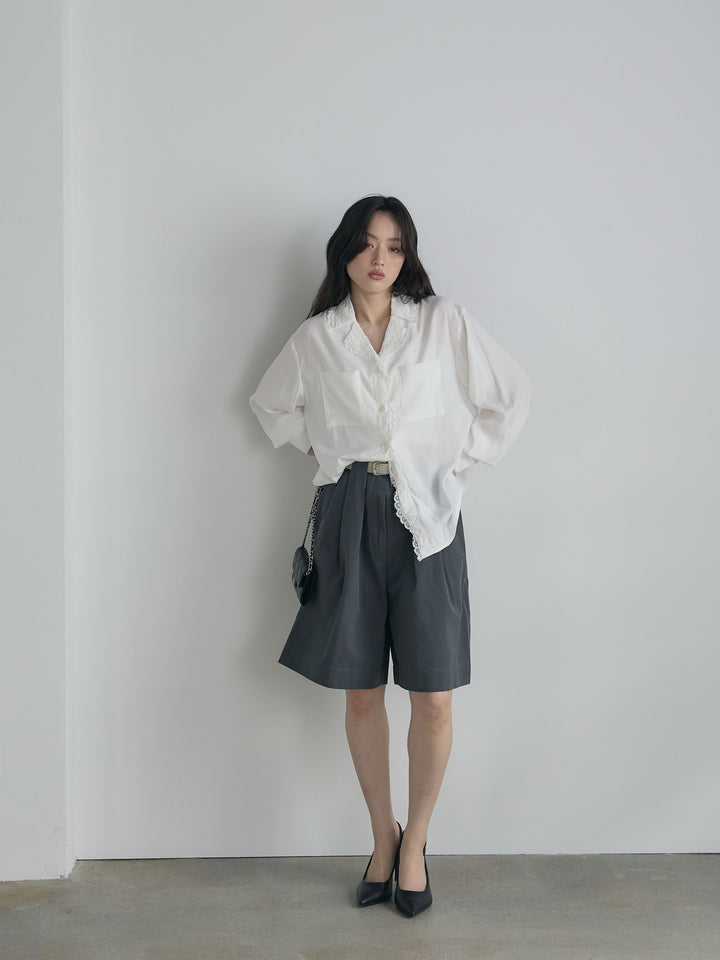 ベルトループコットンハーフパンツ(ベルト付き)