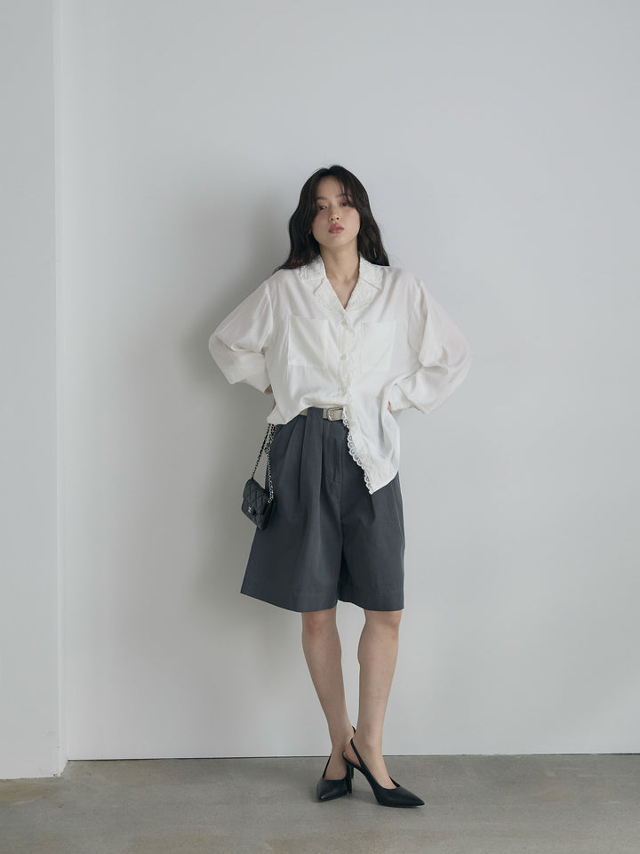 ベルトループコットンハーフパンツ(ベルト付き)