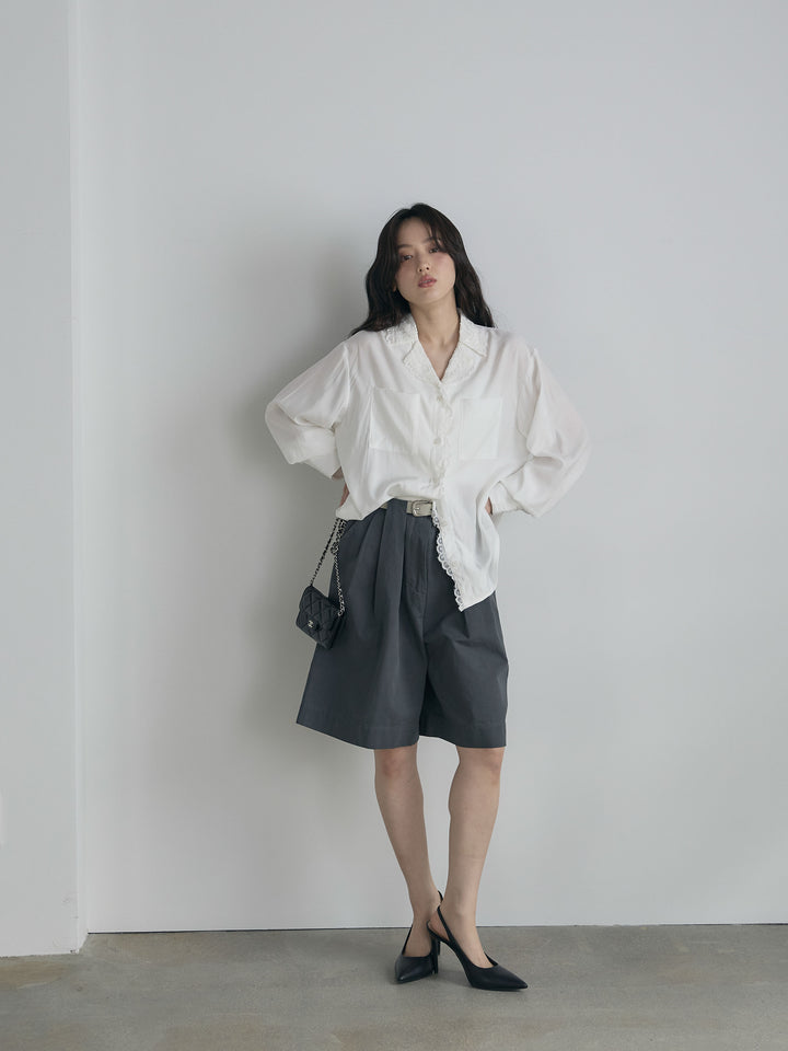 ベルトループコットンハーフパンツ(ベルト付き)