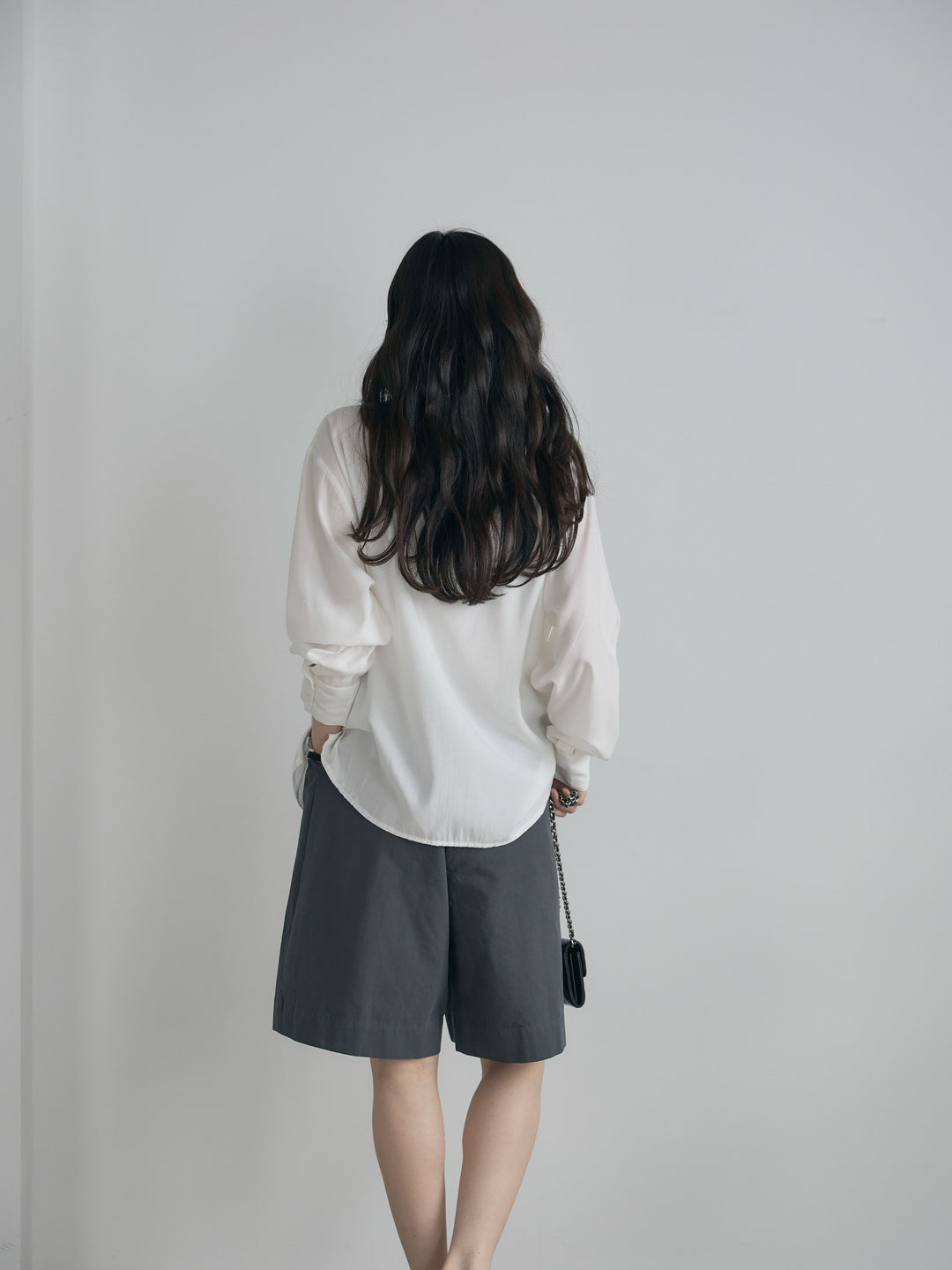 レース襟ダブルポケットソフトシャツ