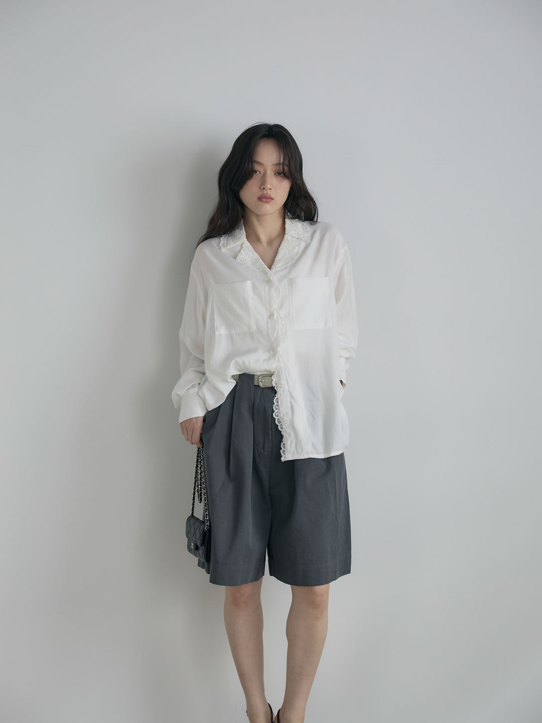 ベルトループコットンハーフパンツ(ベルト付き)