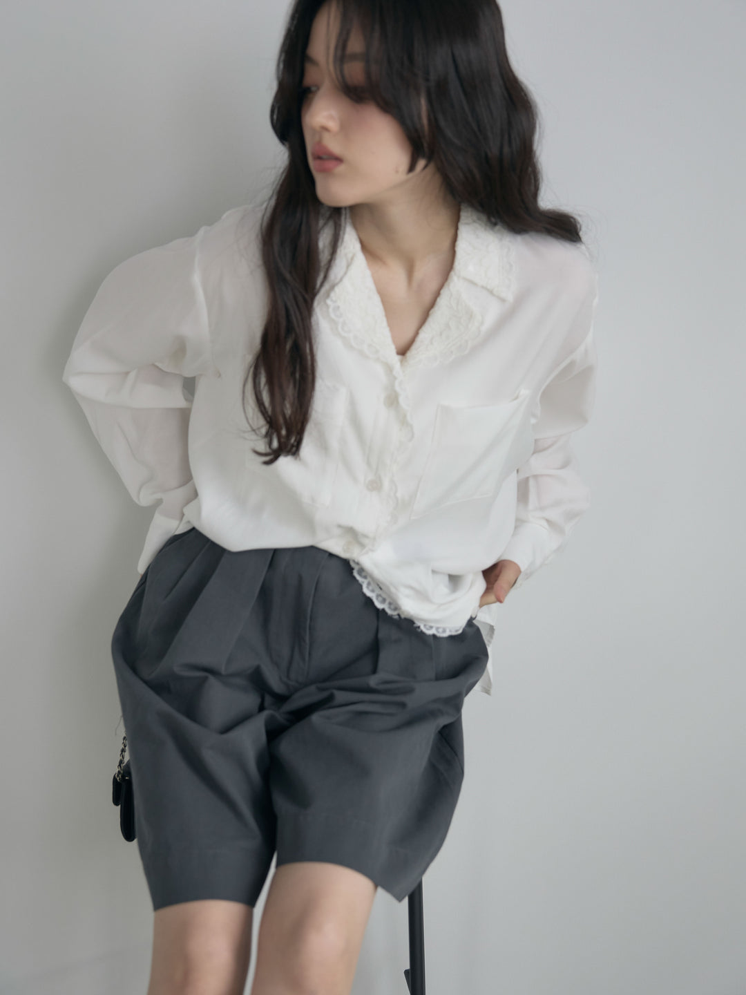 ベルトループコットンハーフパンツ(ベルト付き)