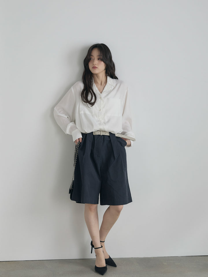 ベルトループコットンハーフパンツ(ベルト付き)