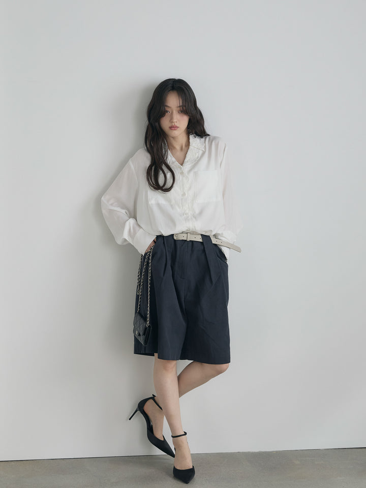 ベルトループコットンハーフパンツ(ベルト付き)