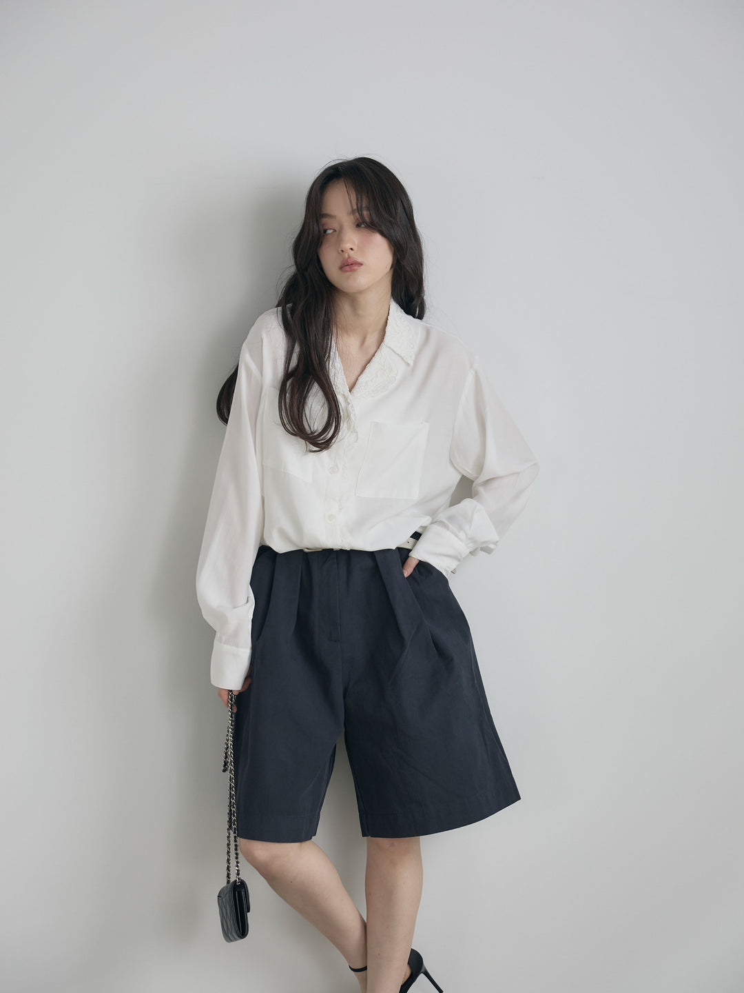 ベルトループコットンハーフパンツ(ベルト付き)