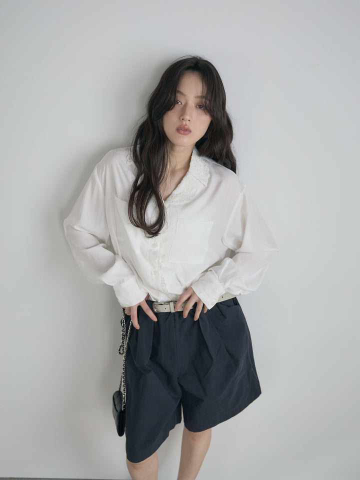 ベルトループコットンハーフパンツ(ベルト付き)