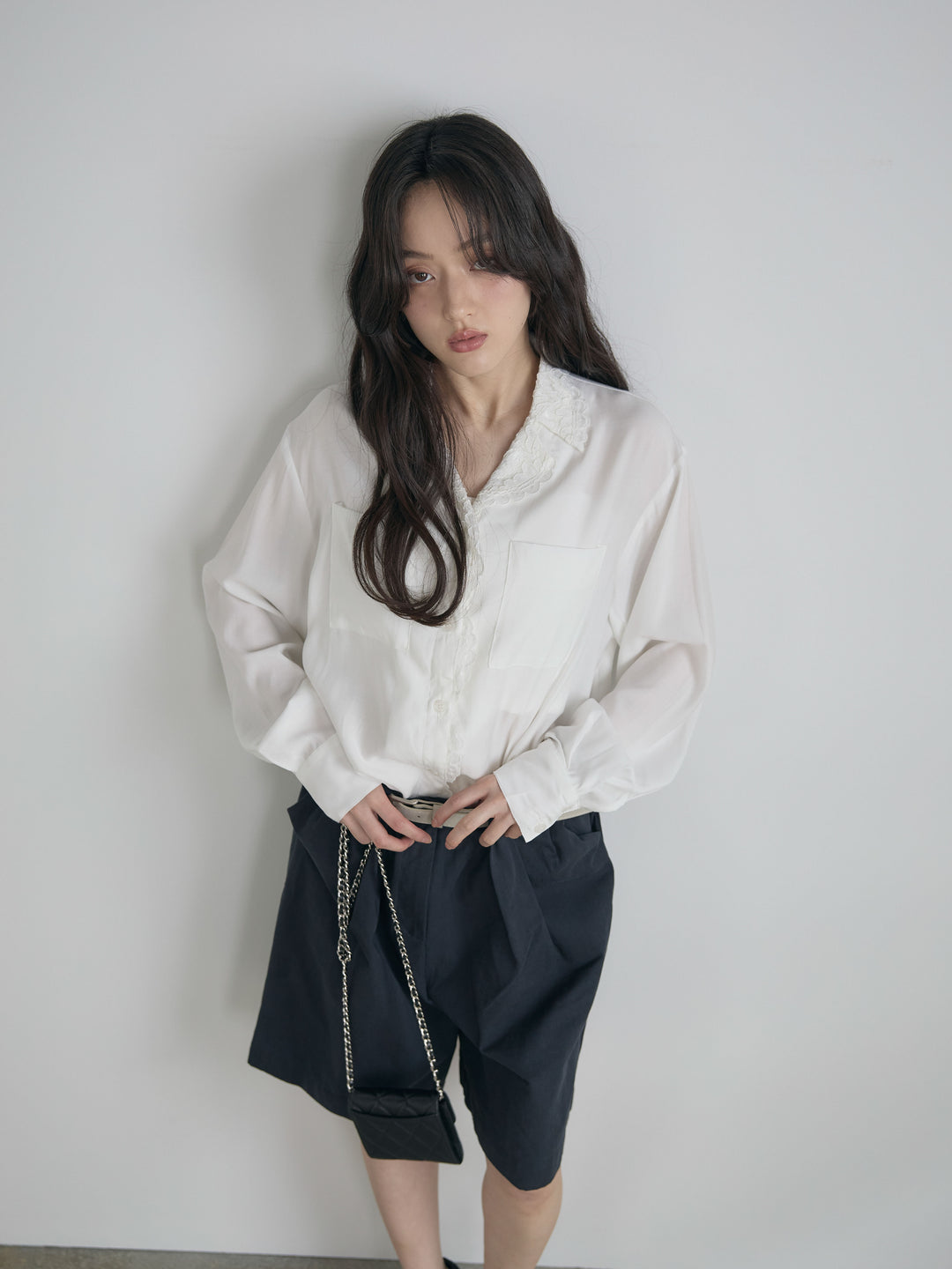 ベルトループコットンハーフパンツ(ベルト付き)