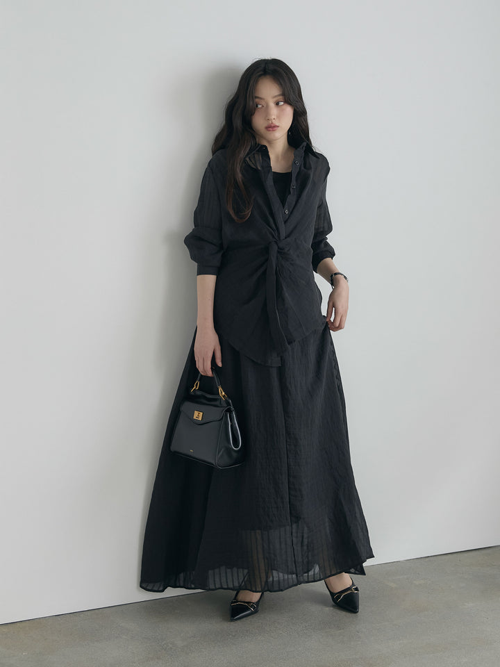 フロントツイストストライプシャツ&スカートSET UP