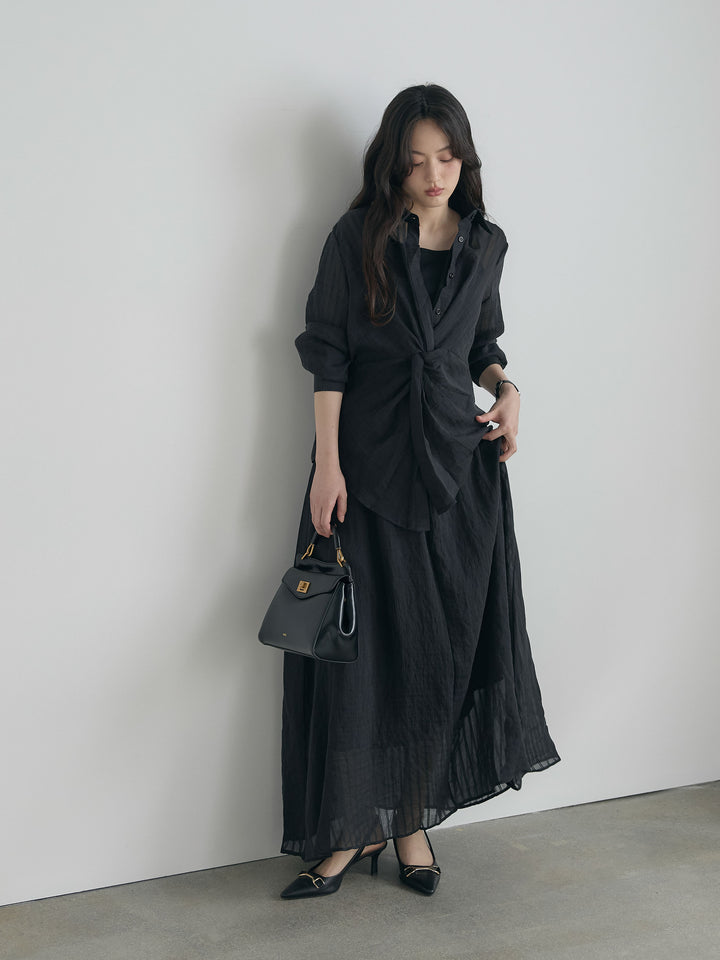 フロントツイストストライプシャツ&スカートSET UP