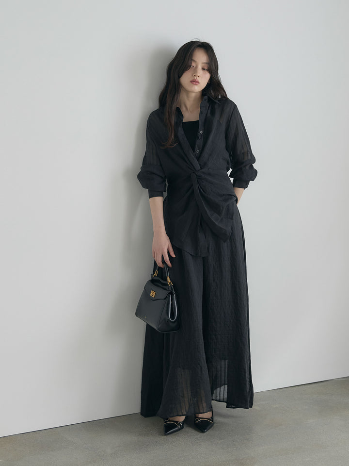 フロントツイストストライプシャツ&スカートSET UP