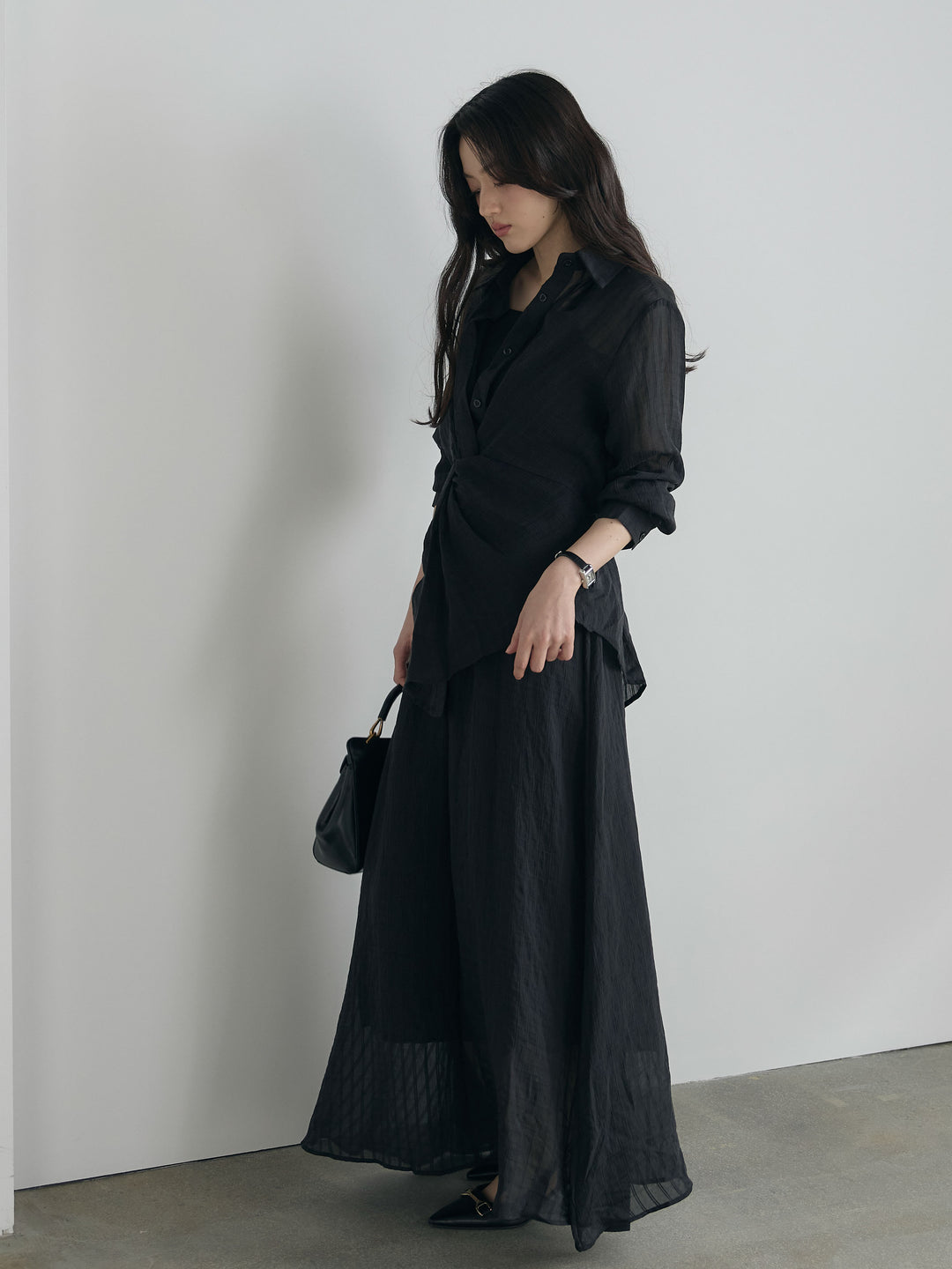 フロントツイストストライプシャツ&スカートSET UP