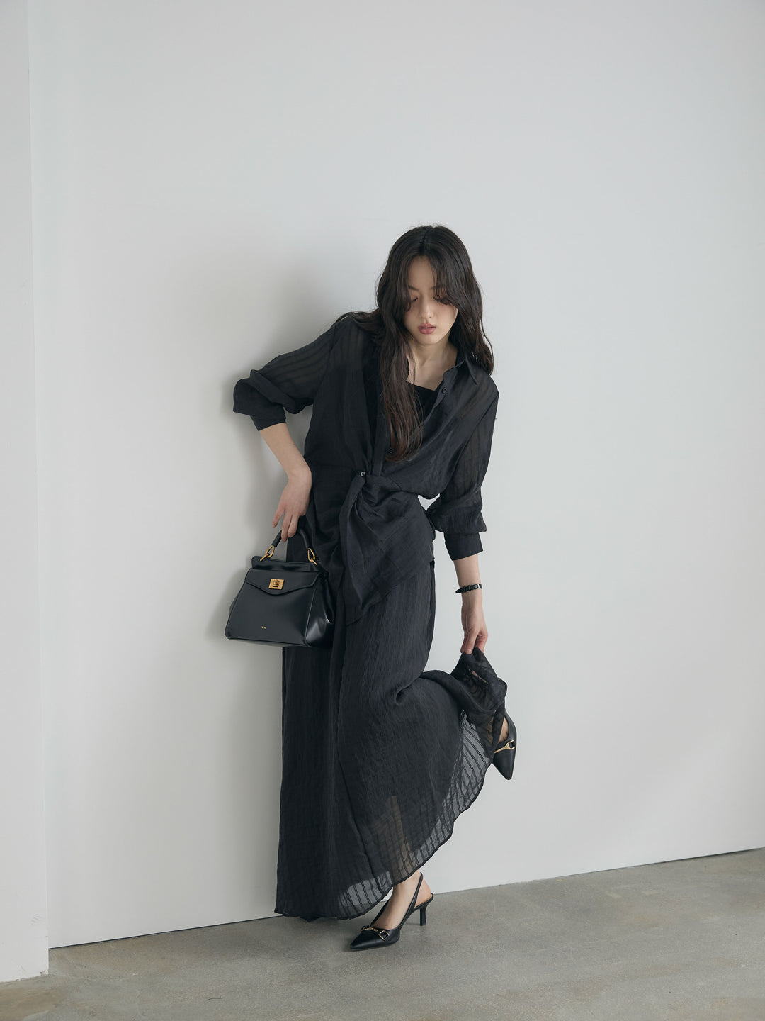 フロントツイストストライプシャツ&スカートSET UP