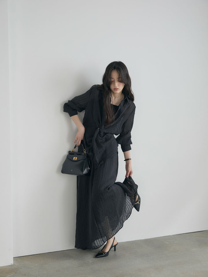 フロントツイストストライプシャツ&スカートSET UP