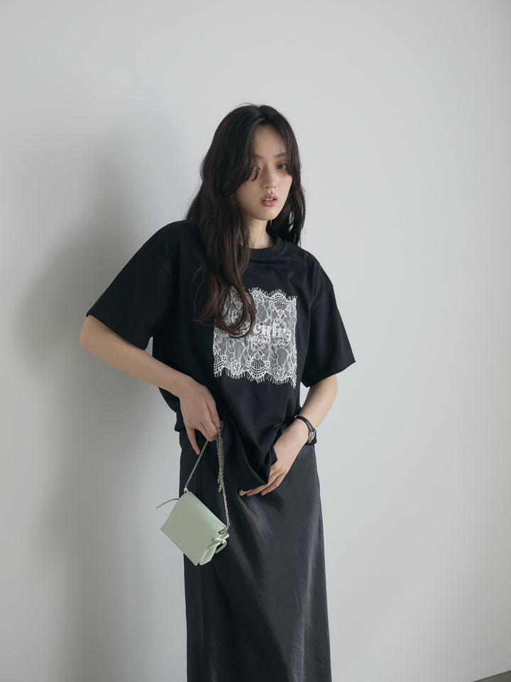 【cool touch】レースロゴ刺繍Tシャツ