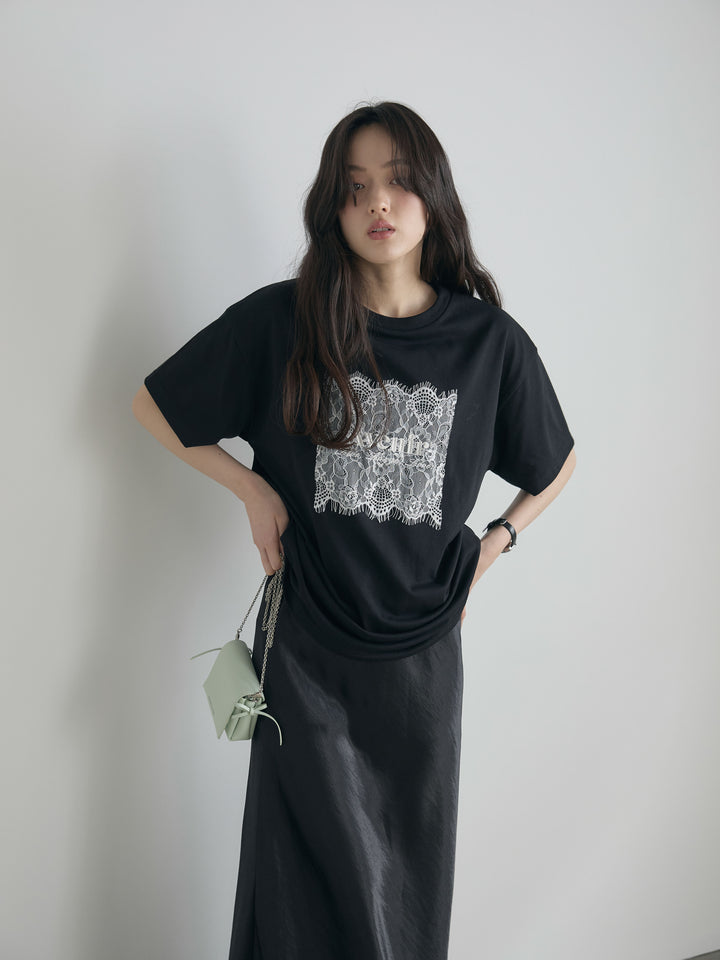 【cool touch】レースロゴ刺繍Tシャツ