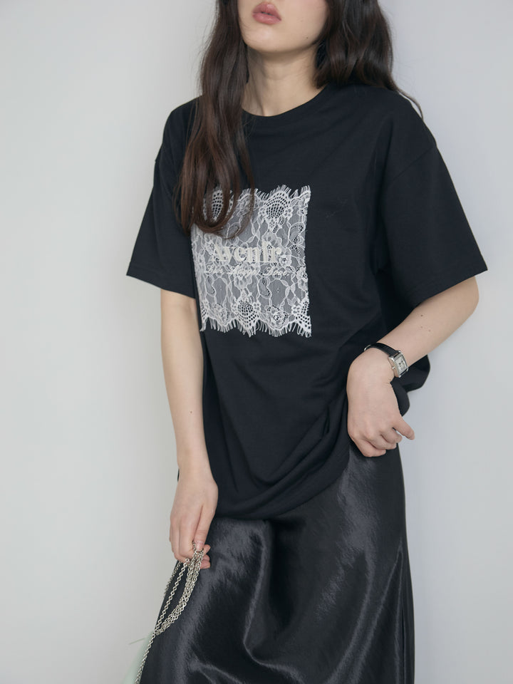 【cool touch】レースロゴ刺繍Tシャツ